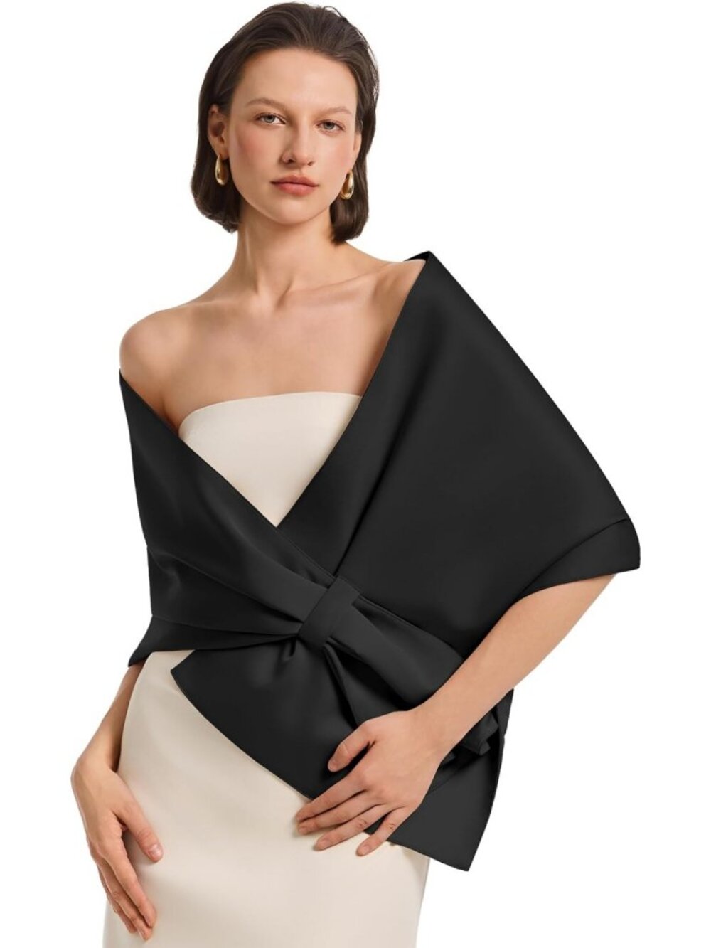 Elegant Satin Shawl Wrap for Evening Dresses | Women's Pull Through Style